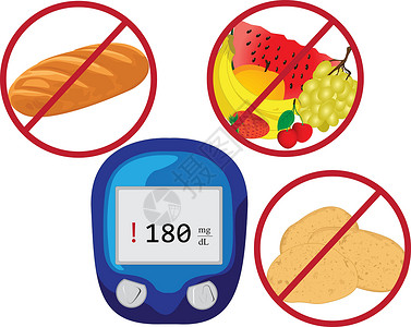高血糖食物糖尿病病媒它制作图案的人禁止食用的食物插画