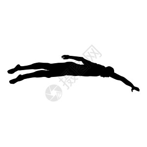 运动员游泳男子花车爬行剪影图标黑色它制作图案高清图片