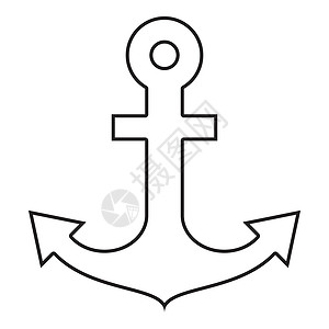 黑色船锚图章用于海洋航海设计图标的船锚黑色插图轮廓插画