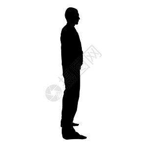男人穿着工作服站着 看起来笔直的图标黑色矢量插图平面风格图像建设者服务职业裤子维修男性苦工修理工衣服工作插画