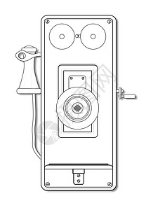 壁挂式安装早期电话线图插画