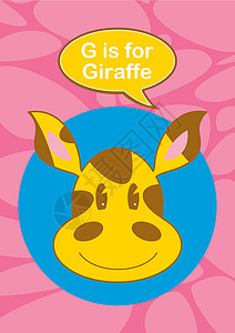 G代表长颈鹿学习动物卡通插图教育字母意义背景图片