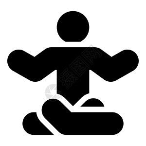 佛教图标男子在瑜伽姿势图标黑色矢量插图平面样式 imag插画