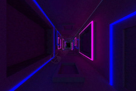 3d 背景抽象渲染 简单几何的 3d 插图建筑反射大厅蓝色作品房间技术运动创造力建筑学背景图片