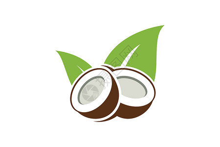 白色椰子椰子树标志设计自然产品椰子油标志异国食物标识插图情调热带标签白色坚果椰子插画
