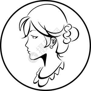 脸的轮廓圆圈中的古典女人轮廓插画