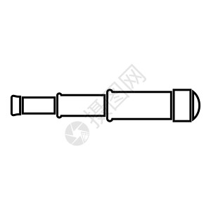 望远镜镜片望远镜单筒望远镜镜头图标轮廓黑色矢量插图平面样式图像插画