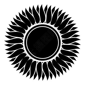 向日葵花太阳图标黑色矢量插图平面样式图像背景图片