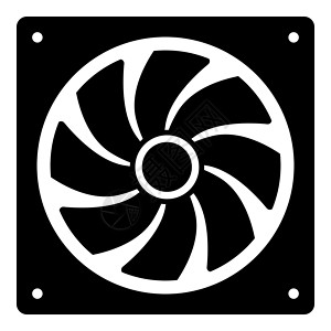计算机处理器冷却器 CPU 冷却系统风扇图标黑色矢量插图平面样式 imag设计图片