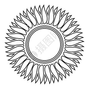 向日葵花太阳图标轮廓黑色矢量插图平面样式图像背景图片