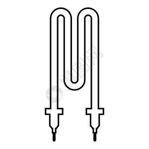 热电加热元件图标轮廓黑色矢量插图平面样式图像插画