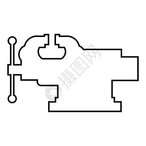 替补副颚虎钳修复钳工具图标轮廓黑色矢量插图平面样式 imag插画