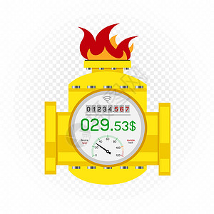煤气表计数器图标白色背景插画