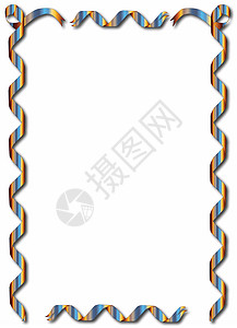 蓝色彩虹丝带边框背景黄色空间海报边界丝绸插图丝带文本背景图片