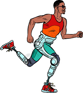 带着假肢跑步的非洲残疾男子运动员截肢活动截肢者爆炸训练人士动机男性体育场背景图片