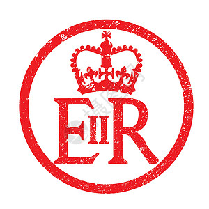 英国国会大厦伊丽莎白的统治标志橡皮印章插画