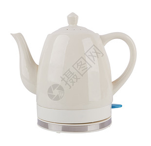 隔离电动水壶陶瓷咖啡白色饮料红色用具厨房照片茶壶锅炉背景图片