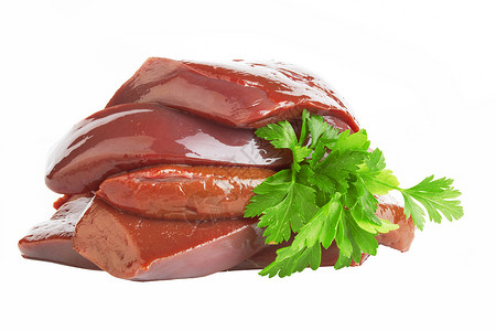 新鲜肝脏烹饪食物屠宰场红色内脏屠夫猪肉美食背景图片