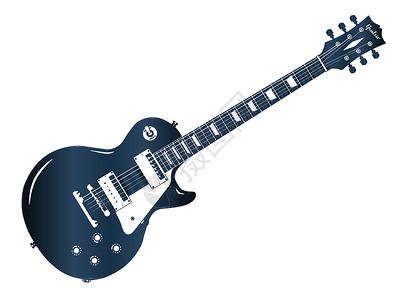 英石保罗的蓝色电吉他美人艺术品电器蓝调线圈插图摇滚乐身体绘画乌木插画