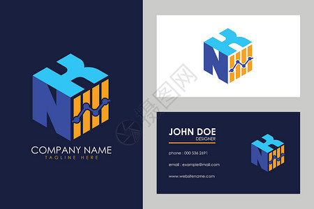 nk立方体字体 NK 与金融标志标志等距 alphabe字母生长库存投资图表银行几何公司商业插图插画