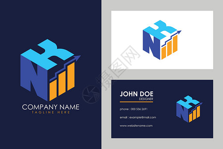 nk立方体字体 NK 与金融标志标志等距 alphabe生长字母会计英语利润市场统计公司图表经济插画