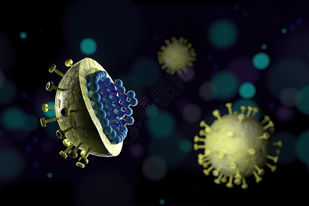 疾病遗传3d 插图特写显微镜乙型肝炎病毒技术科学细菌医疗宏观细胞生物微生物学肝炎流感背景