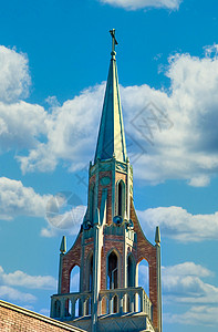 塔贝尔教堂电视和Ornate贝尔塔背景
