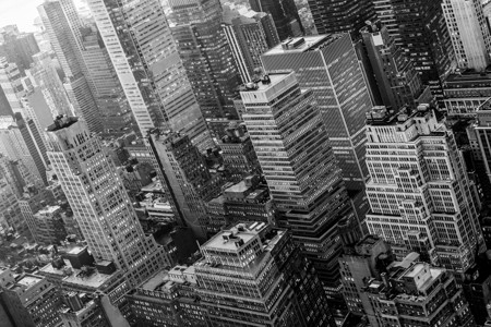 美国纽约市曼哈顿市中心城市摩天大楼对纽约空中直线的浏览情况建筑高清图片素材