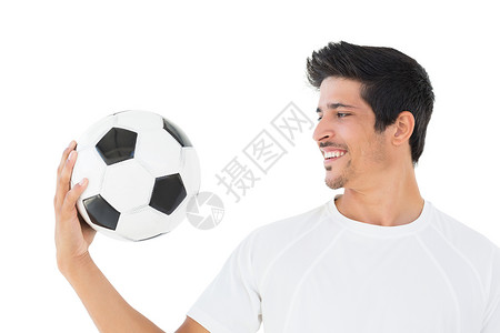 一位快乐足球球迷的贴近背景图片