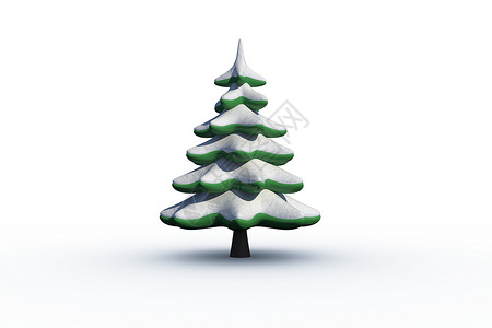 数字生成的雪花 Fir树计算机绿色展示白色枞树插图绘图背景图片
