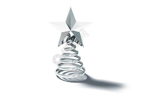 银螺旋圣诞树装饰品背景图片