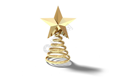 金色螺旋的圣诞树装饰品背景图片