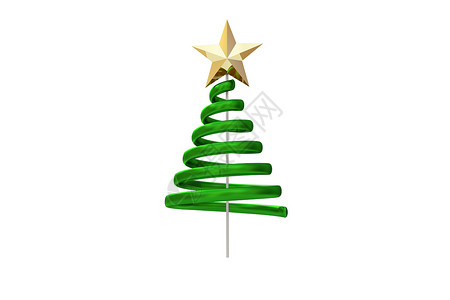 绿色圣诞树螺旋设计计算机绘图星星装饰品螺旋插图背景图片
