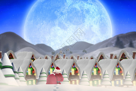 圣诞老人在雪中行走的复合图像主题背景背景图片