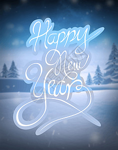 冰雪背景的新年快乐矢量主题背景图片