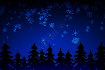 雪花坠落在fir树上背景图片