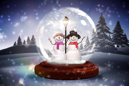 雪球中的雪人背景主题背景图片