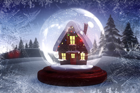 雪球中的圣诞别墅背景图片
