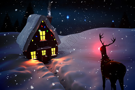 雪中圣诞别墅背景主题背景图片