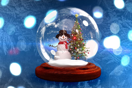 圣诞树和雪球中的雪人背景主题背景图片