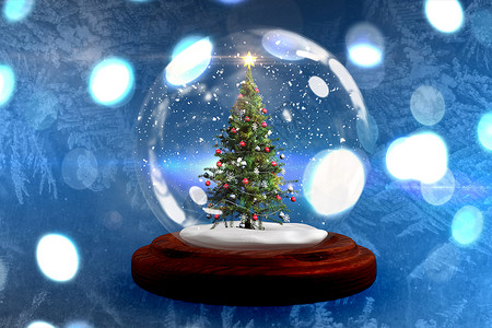 雪球中的圣诞树背景主题背景图片