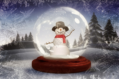 雪球中的雪人主题背景背景图片