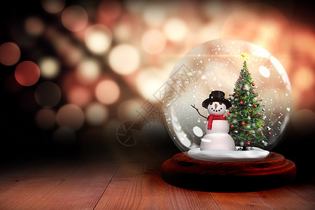 圣诞树和雪球中的雪人背景主题背景图片