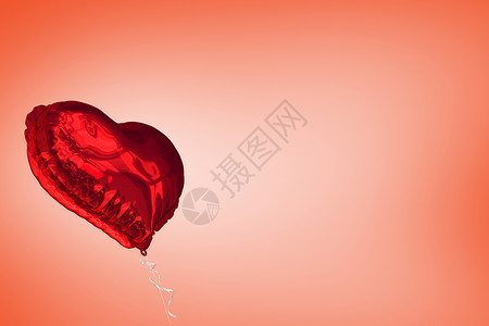 红色红心气球计算机绘图橙子插图情人背景图片