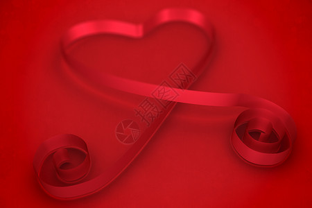 红丝心的复合图像绘图红空计算机红色丝带情人背景图片