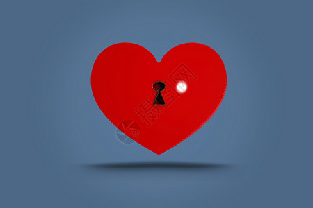 爱心锁的复合图像浪漫锁孔锁定情人红色背景图片