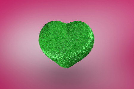 粉红背景的深绿色心脏计算机情人绘图插图背景图片