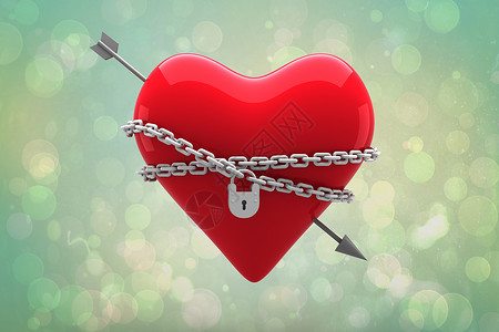 锁心的复合图像挂锁情人绿色蓝色锁定计算机链式绘图浪漫背景图片
