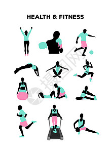 健康与健身字符矢量主题人类类型运动框架背景图片