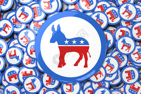 美国选举驴徽章的复合图像背景